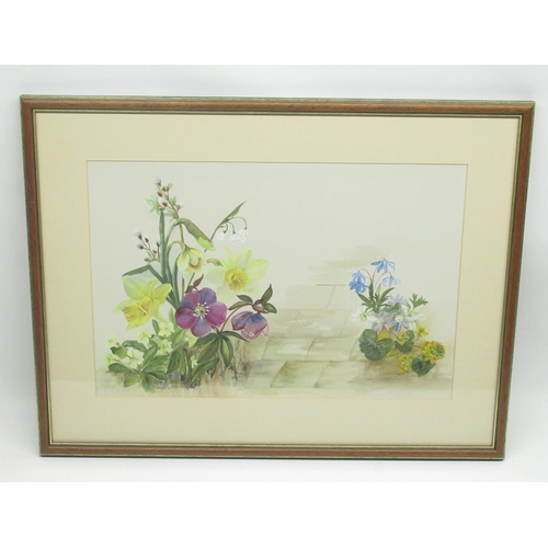 980 - Jean Starkie (20th Century) 'Spring Garden' watercolour signed; with Artist's label verso, 63.2cm x ... 