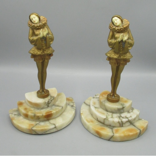 1343 - Pair of Art Deco style figure bookends, H24cm