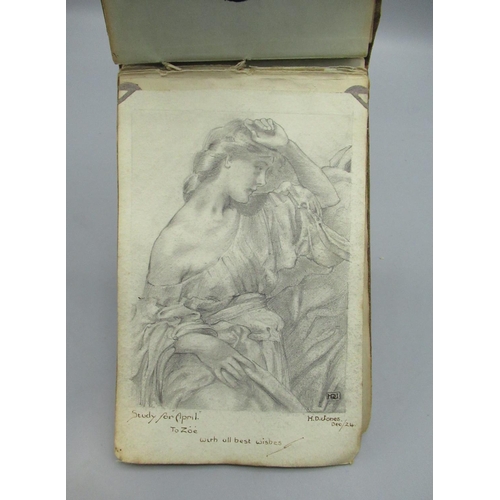 1341 - 1920s autograph book with sketches and drawings by Spencer Alger, J. Pratt, G.H. Fawkes, J. Price, H... 