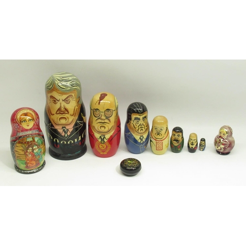 1345 - Matryoshka dolls of former Soviet presidents and Karl Marx inc. Yeltsin Gorbachev, Brezhnev, Khrushc... 