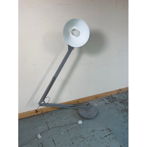 1258 - Grey metal anglepoise type floor lamp, on circular base