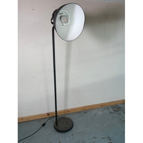 1259 - Grey metal finish floor lamp with adjustable shade,