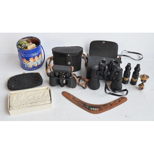 133 - Mixed lot to include 2 pairs of binoculars (Mark Scheffel 20x50 and a pair of Russian made 8x30, bot... 