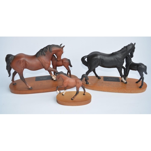 189 - Three base mounted ceramic horse figurines to include Beswick Springtime, Spirit Of Affection and Bl... 