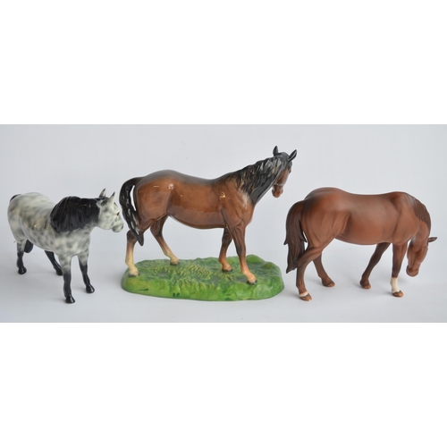 194 - Three Beswick ceramic horse figurines, 2 with minor damage/chip (see photos)