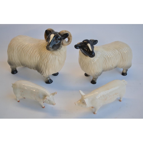 198 - Ceramic ram and ewe figurines by Coopercraft (ram with very small chip to front right foot) and 2 Be... 