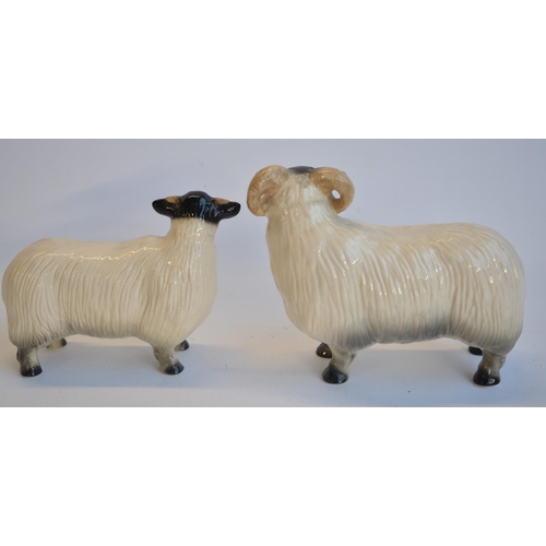 198 - Ceramic ram and ewe figurines by Coopercraft (ram with very small chip to front right foot) and 2 Be... 