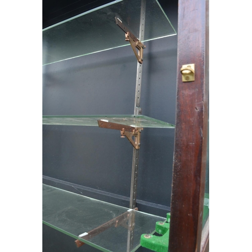 209 - Early C20th mahogany glazed shop/retailers display cabinet with adjustable brass shelf brackets and ... 