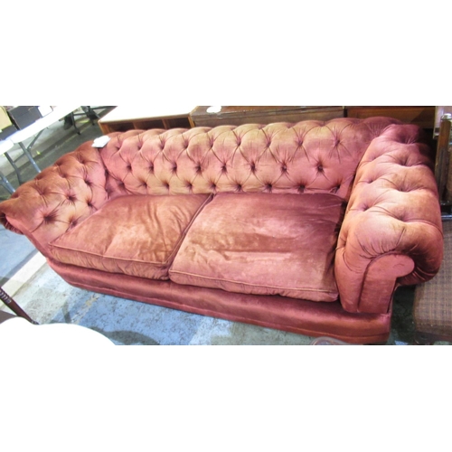 1266 - Chesterfield type sofa, upholstered in velvet with deep buttoned back and loose seat cushions, W210c... 