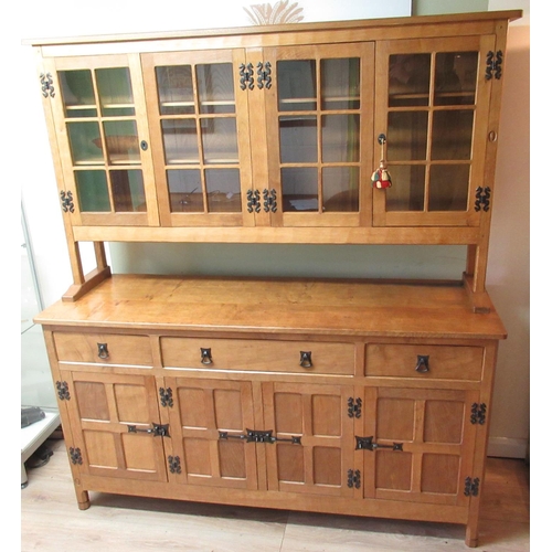 994 - Alan Acornman Grainger, Acorn Industries Brandsby - an adzed panelled oak dresser, raised back with ... 