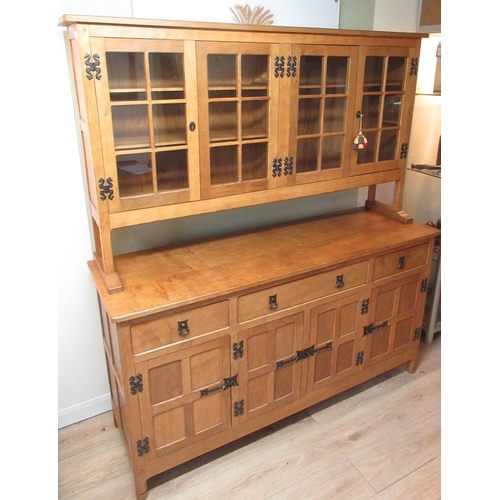 994 - Alan Acornman Grainger, Acorn Industries Brandsby - an adzed panelled oak dresser, raised back with ... 