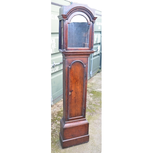 1372 - Oak long case clock, case only. Overall height H2209cm, aperture height 42.5cm