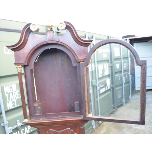 1373 - Mahogany long case clock, case only, with working lock and key. Overall height H229cm, aperture heig... 