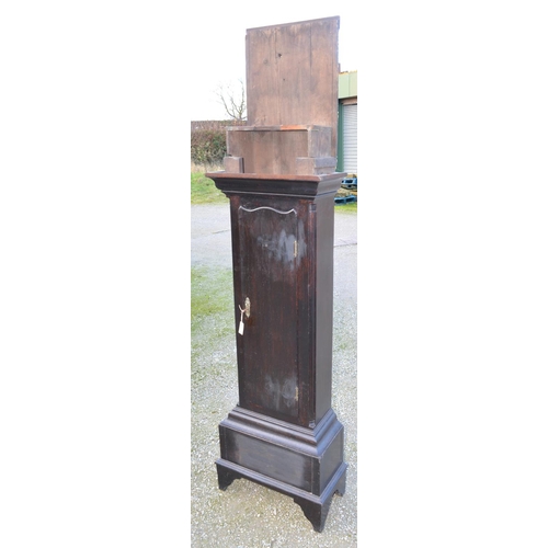 1375 - Oak long case clock main body (case only) with working lock and key and a separate oak long case top... 