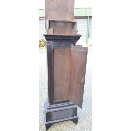 1375 - Oak long case clock main body (case only) with working lock and key and a separate oak long case top... 