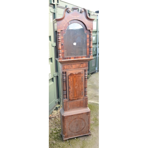 1375A - Oak long case clock. Overall height approx H226.5cm, aperture height 49.5cm