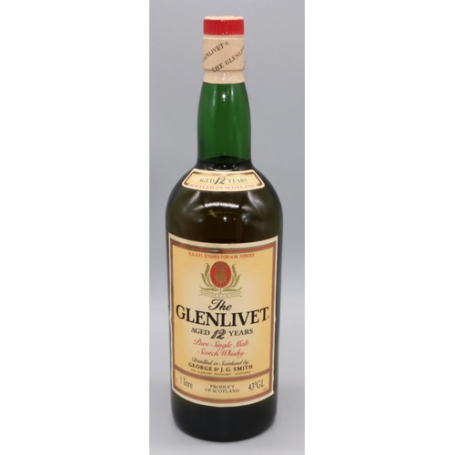 1293 - The Glenlivet Pure Single Malt Scotch Whisky, Aged 12 Years, NAAFI Stores For H.M Forces, 1ltr 43GL,... 