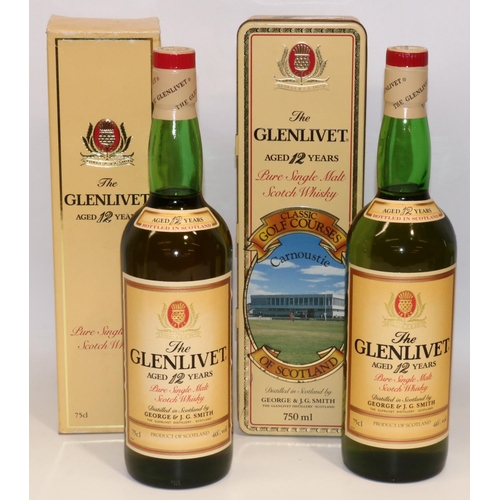 1299 - The Glenlivet Pure Single Malt Scotch Whisky, Aged 12 Years, in paper wrap and carton, a similar bot... 