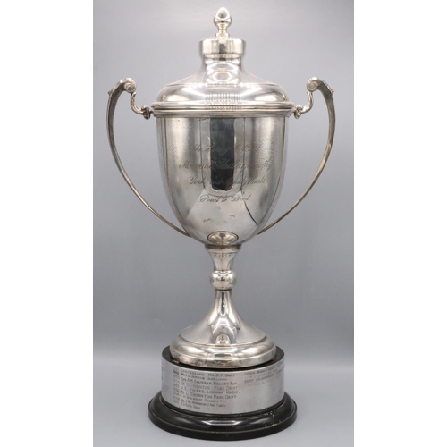 1092 - York and Ainsty Hunt - EPNS two handled urn shaped trophy cup inscribed 'The  Harry Elliott Memorial... 