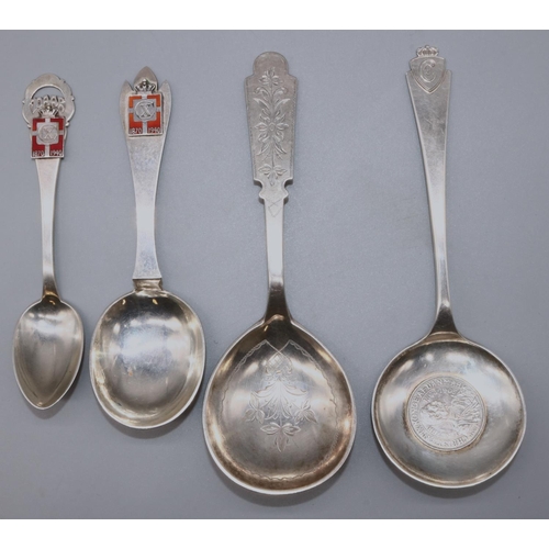 1089 - C20th Danish silver spoon with red enamel CX 1870-1940 terminal, stamped A.Rasmussen and CFH for Chr... 