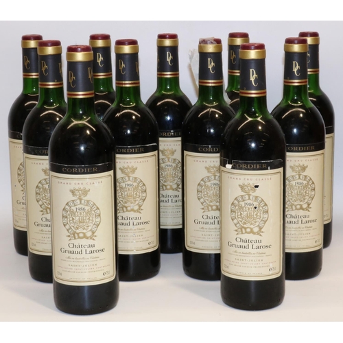 1280 - Chateau Gruaud Larose 1986 Saint Julien, 75cl 12,5%vol 11 bottles