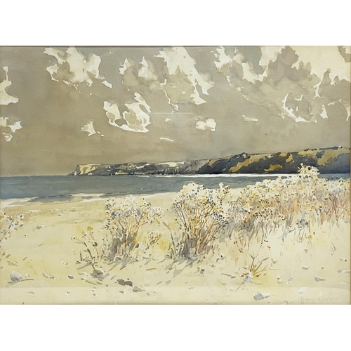 1366 - Harry Wanless (British 1873-1934); Extensive coastal landscape, watercolour, signed, 32cm x 43cm