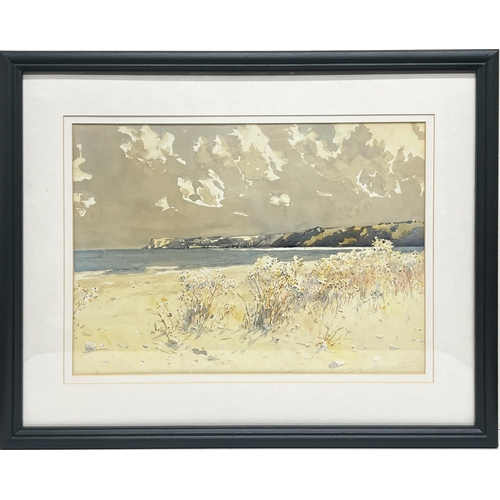 1366 - Harry Wanless (British 1873-1934); Extensive coastal landscape, watercolour, signed, 32cm x 43cm