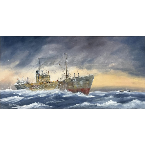 1390 - William 'Bill' Wedgwood (British c1934-2019): Portrait of the Hull Trawler Imperialist H.2, oil on b... 