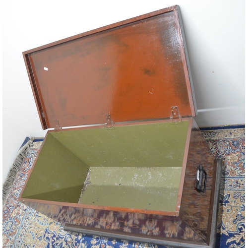 1431 - Modern blanket box, hinged top painted with a study of Mr Wm. Hutchinson of Canterbury on a racehors... 