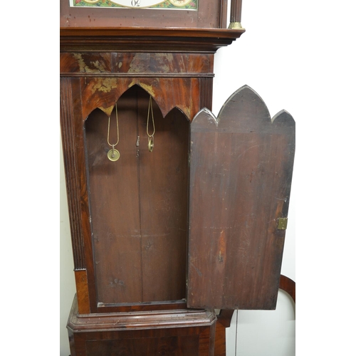 1251 - Wm. Nicholson Manchester - C19th mahogany long case clock, signed arched painted 20in moonphase Roma... 