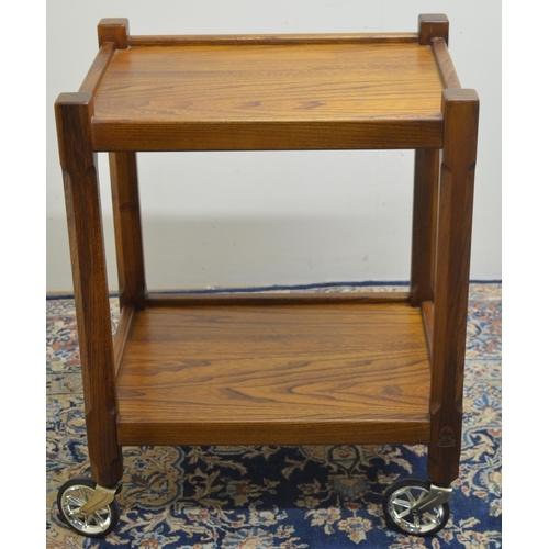 1485 - Knightman Family, Old Mill Furniture Balk - an oak serving trolley, two rectangular galleried tiers ... 