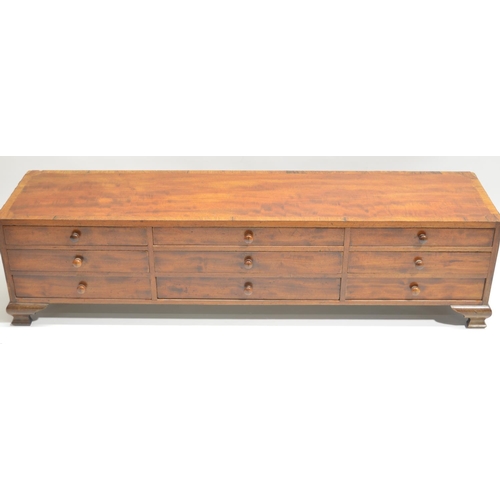 1430 - Early 19th Century mahogany bank of nine drawers containing a selection of sewing silk, and other it... 