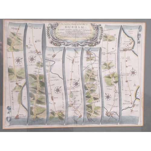 1322 - John Ogilby (British 1600-1676) 'The Road from Whitby in Com. Ebor. to Durham' hand coloured engrave... 