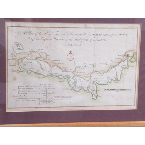 1333 - Richard Blome (1635-1705) 'A Mapp of Ye Bishoprick of Durham' framed engraved map with hand colourin... 