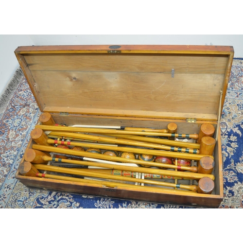 1495 - Vintage Slazenger eight player Croquet set comprising; eight mallets stamped Slazenger London, eight... 