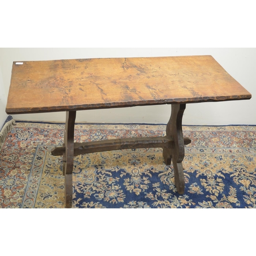 1412 - Jack Grimble of Cromer - an oak rectangular dining table, one piece top with shaped edge on solid va... 