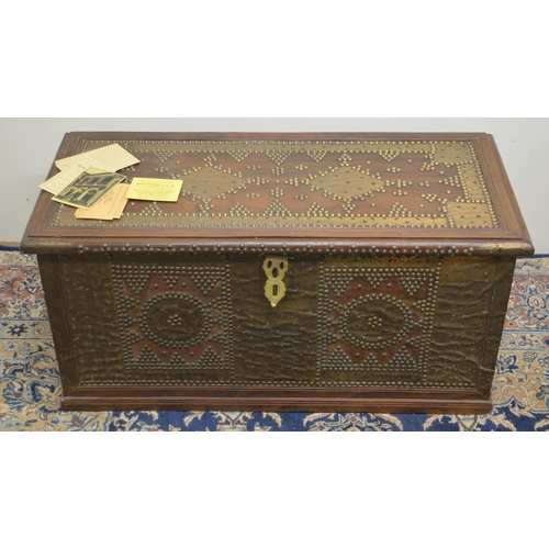 1421 - Moloo Brothers & Co. Ltd - C20th hardwood rectangular 'Zanzibar' chest or blanket box, typically dec... 