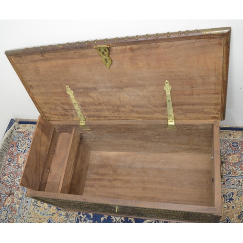 1421 - Moloo Brothers & Co. Ltd - C20th hardwood rectangular 'Zanzibar' chest or blanket box, typically dec... 