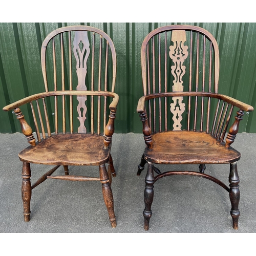 1450 - Due to relocation and on instruction from the York Butchers’ Gild: Two C19th ash and elm high back W... 