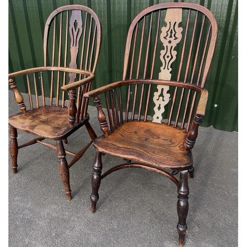 1450 - Due to relocation and on instruction from the York Butchers’ Gild: Two C19th ash and elm high back W... 