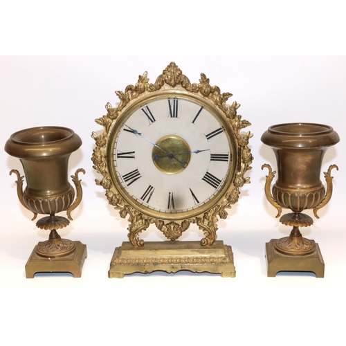 1271 - Thos. Martin, London - C20th brass illuminated mantle timepiece fitted with a repurposed early C19th... 