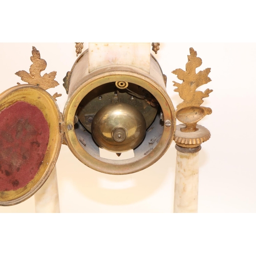 1264 - Samuel Marti & G. Vignon, Paris - early C20th French cream marble and ormolu portico clock, with urn... 