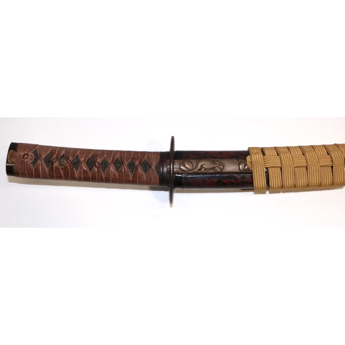 1190 - Japanese signed `Choshu-ju Kiyoshige' late Koto period (16th century) blaeded wakizashi, 42cm blade,... 