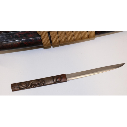 1190 - Japanese signed `Choshu-ju Kiyoshige' late Koto period (16th century) blaeded wakizashi, 42cm blade,... 