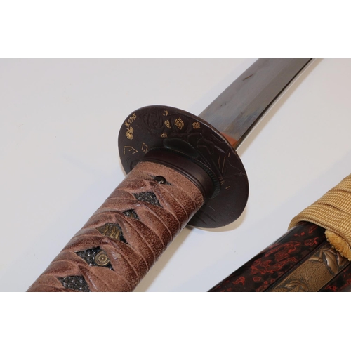 1190 - Japanese signed `Choshu-ju Kiyoshige' late Koto period (16th century) blaeded wakizashi, 42cm blade,... 