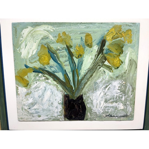 1339 - George Hainsworth (British Contemporary); 'First Daffs' oil on board, signed, framed and mounted, 63... 