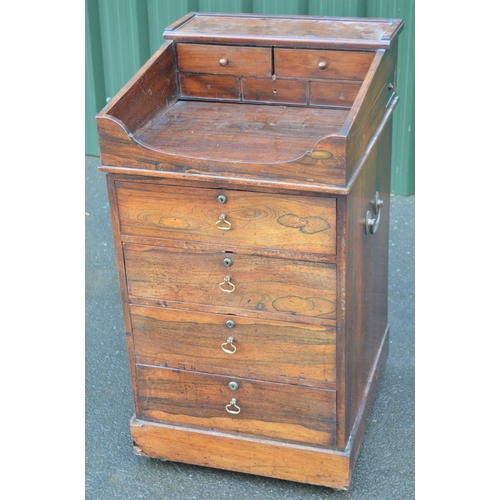 1437 - Victorian rosewood clerks Davenport type desk, galleried top with pull out hinged pen tray and two s... 