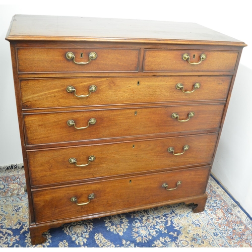 1410 - George 111 mahogany secretaire chest, moulded top above two short drawers and fall front writing sur... 