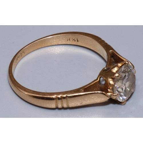 1011 - 18ct yellow gold diamond solitaire ring, the single brilliant cut diamond in claw setting on tapered... 