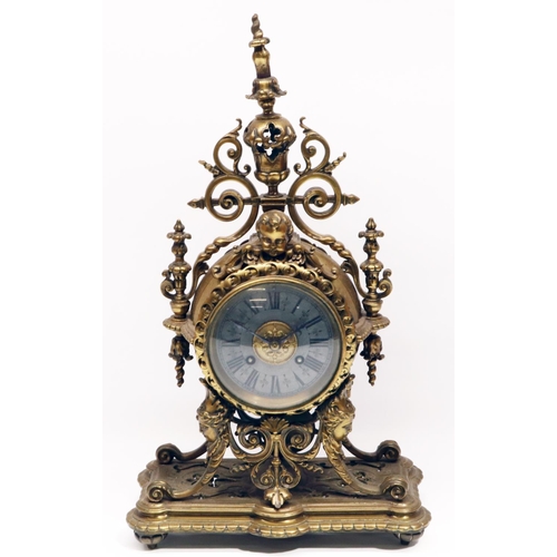 1273 - Japy Freres - Bright Paris - C19th 8 day French mantle clock, pierced urn final over drum head on op... 